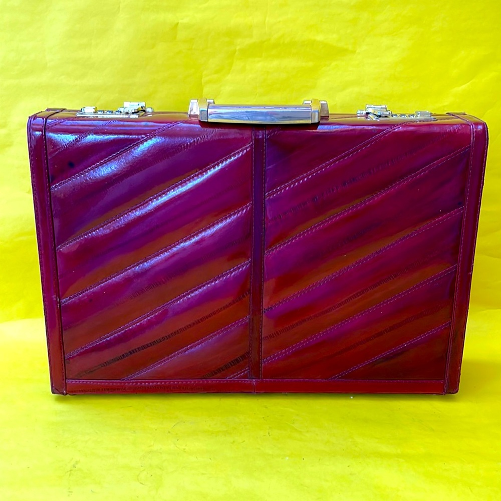 Vintage dark burgundy/gold eel skin attaché